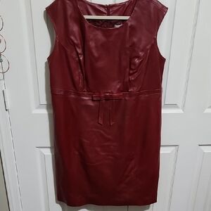 Jessica London Rich Red Faux Leather Mini Dress